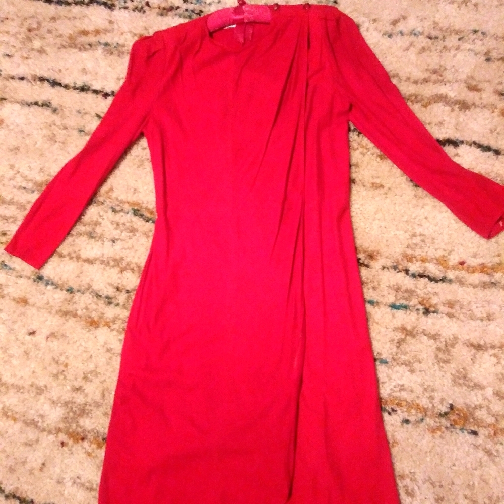 Ladies suede red wrap dress vintage